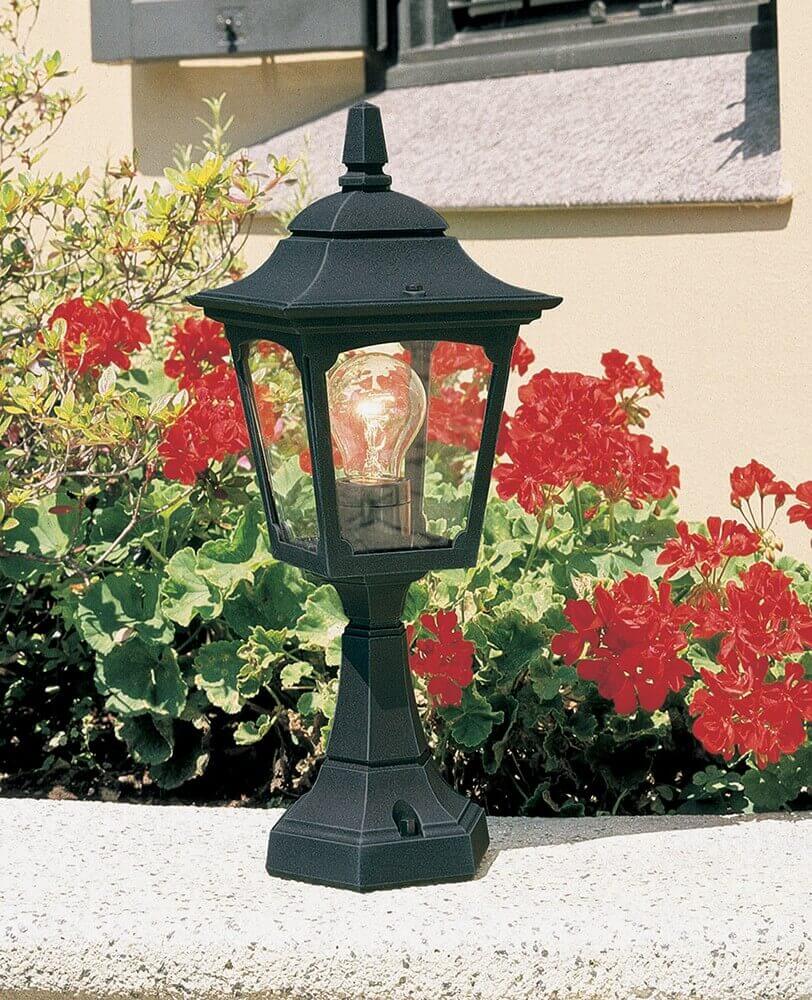 Lampadaire extérieur Chapel noir, verre, H 44 cm