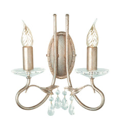 Applique murale Christina 2 lumières argentée et dorée, cristal