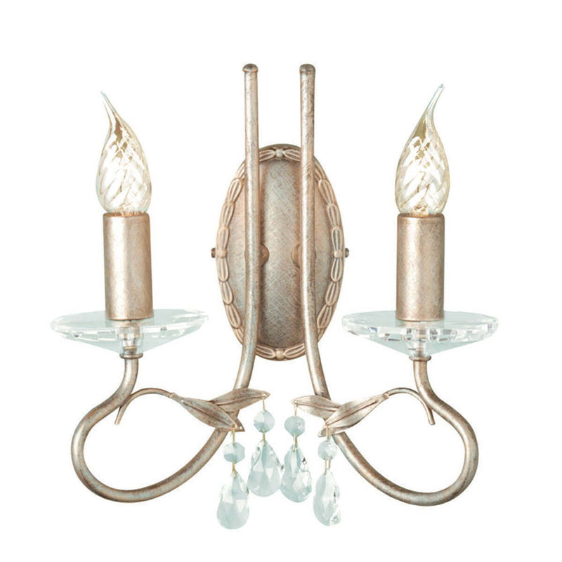Applique murale Christina 2 lumières argentée et dorée, cristal
