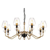 Lustre Armand 8 lumières laiton vieilli et noir, verre
