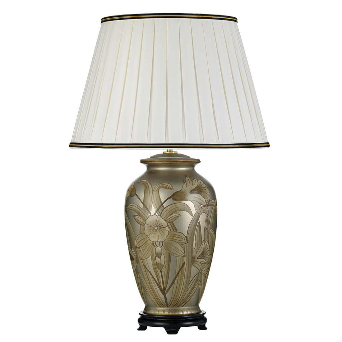 Lampe à poser Dian argentée et crème, céramique