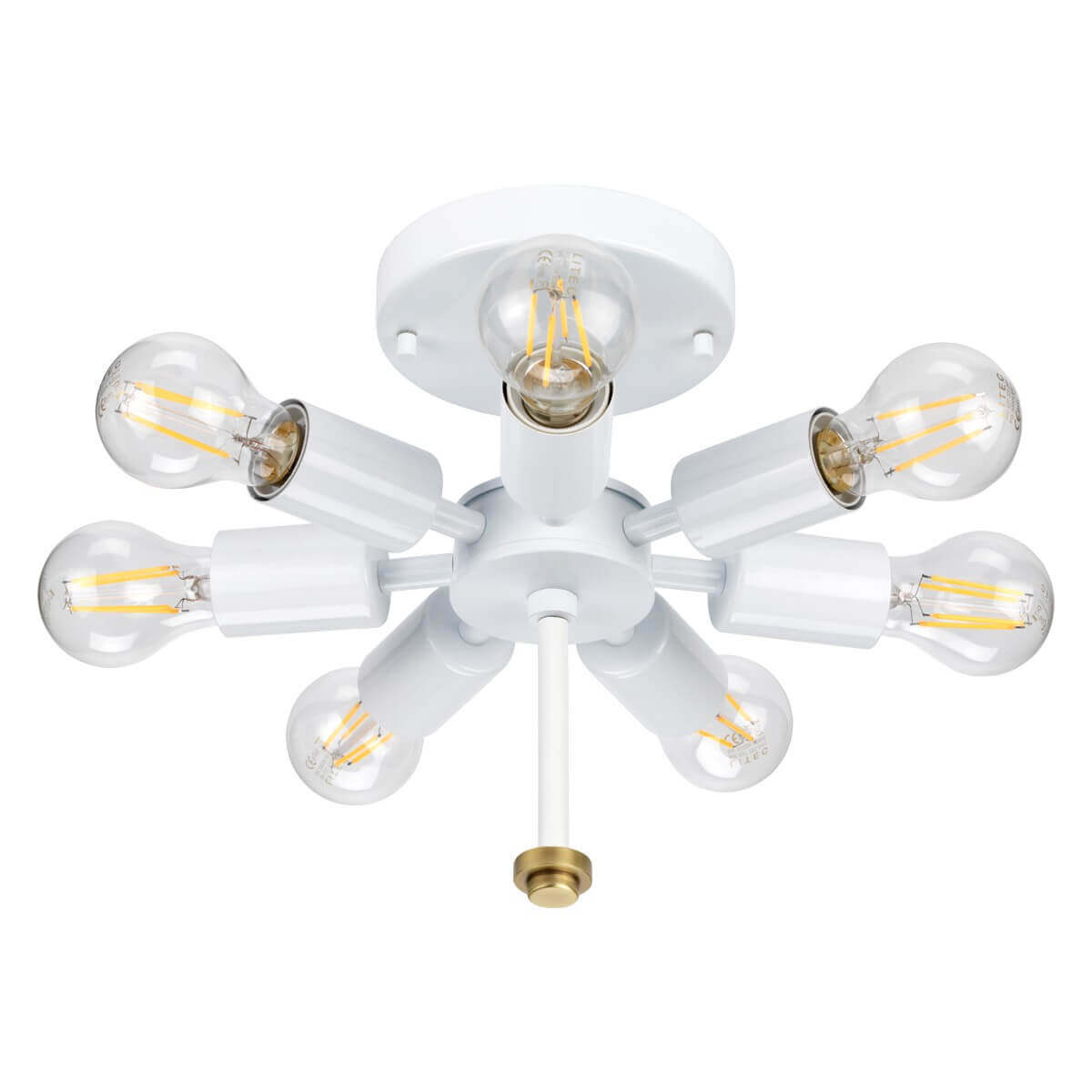 Plafonnier Fletcher 7 lumières laiton vieilli et crème, Ø 86,4 cm