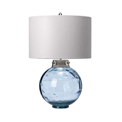 Lampe à poser Kara nickel poli et bleu, verre
