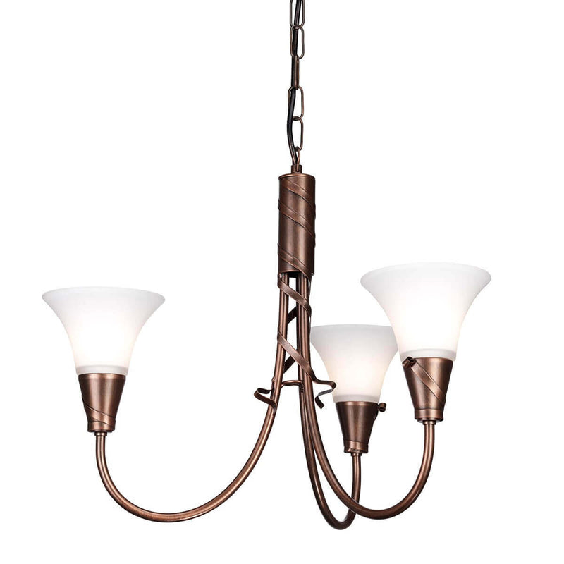 Lustre Emily 3 lumières cuivré, verre