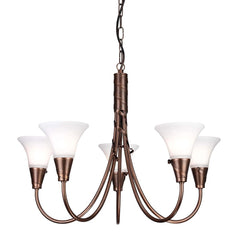 Lustre Emily 5 lumières cuivré, verre