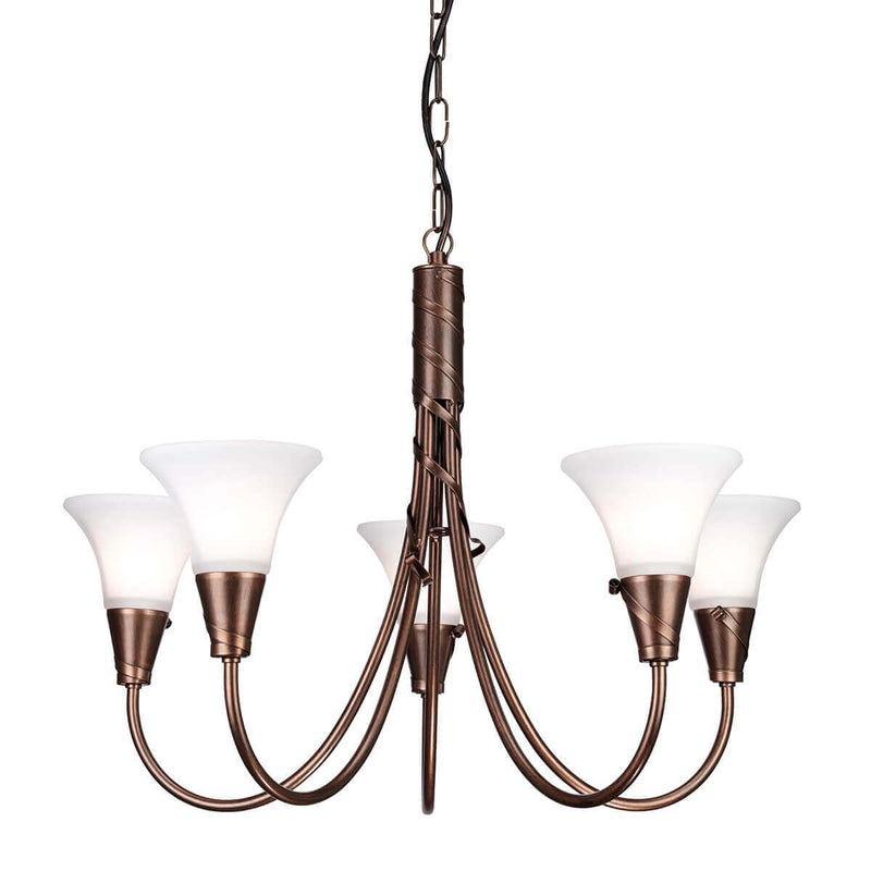 Lustre Emily 5 lumières cuivré, verre