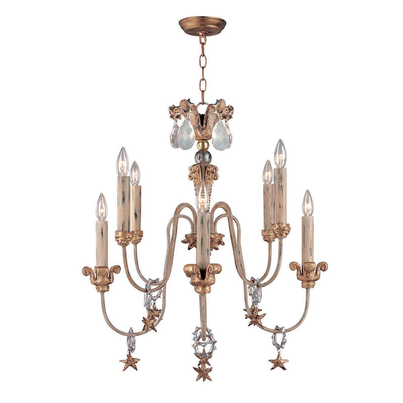 Lustre Mignon 8 lumières doré et argenté, cristal