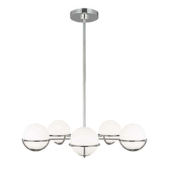 Lustre Apollo 5 lumières nickel poli, verre