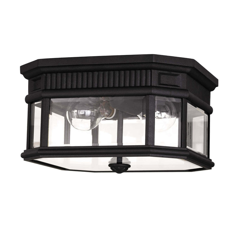 Plafonnier extérieur Cotswold Lane 2 lumières noir, verre