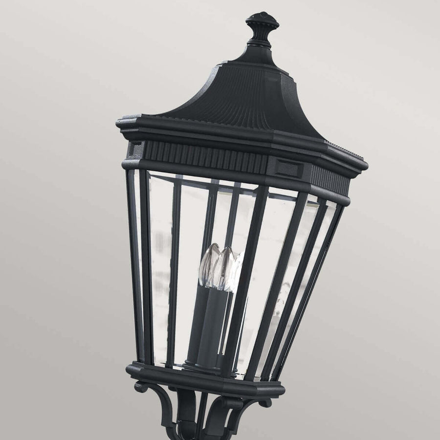 Lampadaire extérieur Cotswold Lane 3 lumières noir, verre, H 257 cm