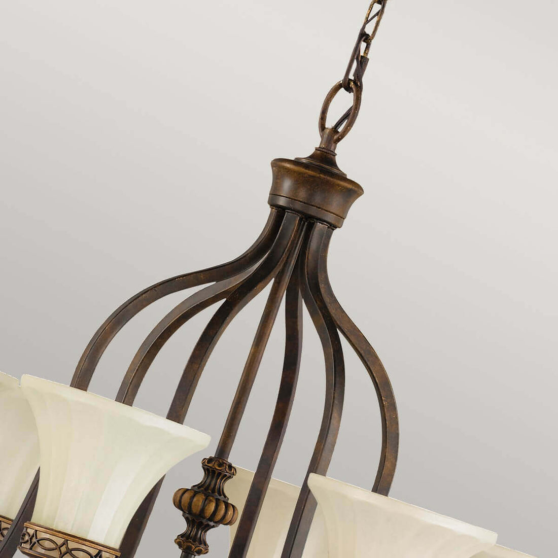 Lustre Drawing Room 6 lumières bois foncé, verre