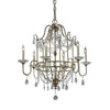 Lustre Gianna 6 lumières doré et argenté, cristal