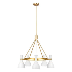 Lustre Joan 5 lumières blanc mat et laiton