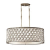 Suspension Lucia 3 lumières argentée, cristal, L 81,6 cm