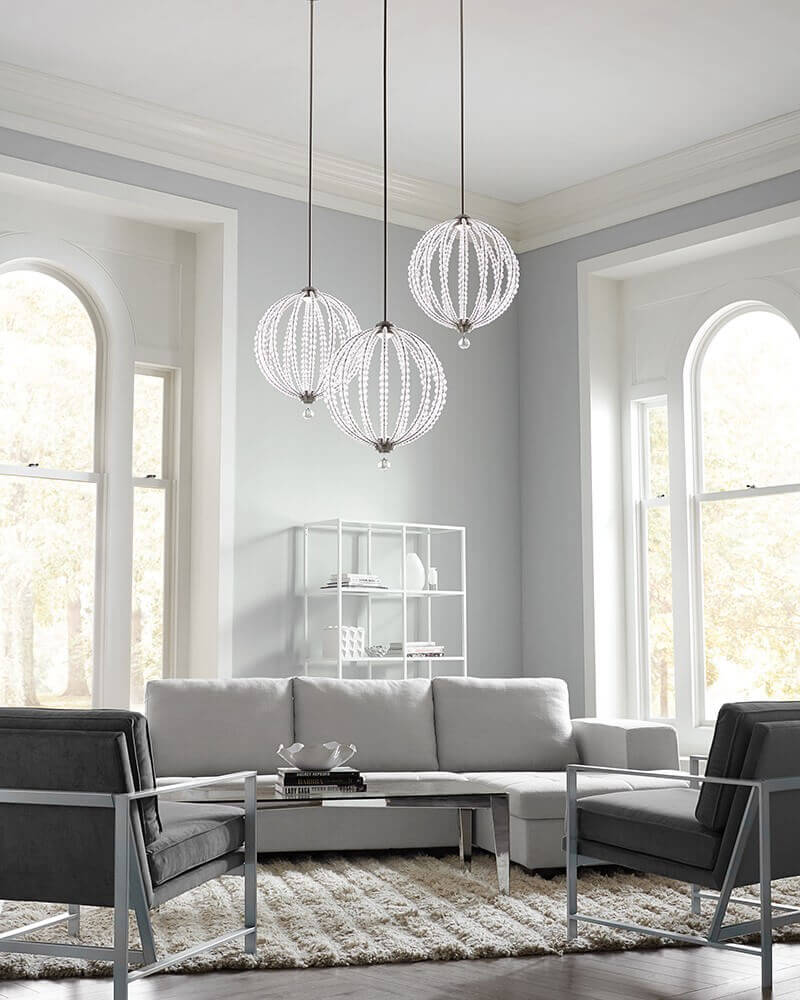Suspension Oberlin nickel, cristal, H 37,6 cm