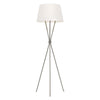 Lampadaire Penny nickel poli et blanc, lin