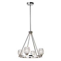 Lustre Rubin 4 lumières nickel poli, verre