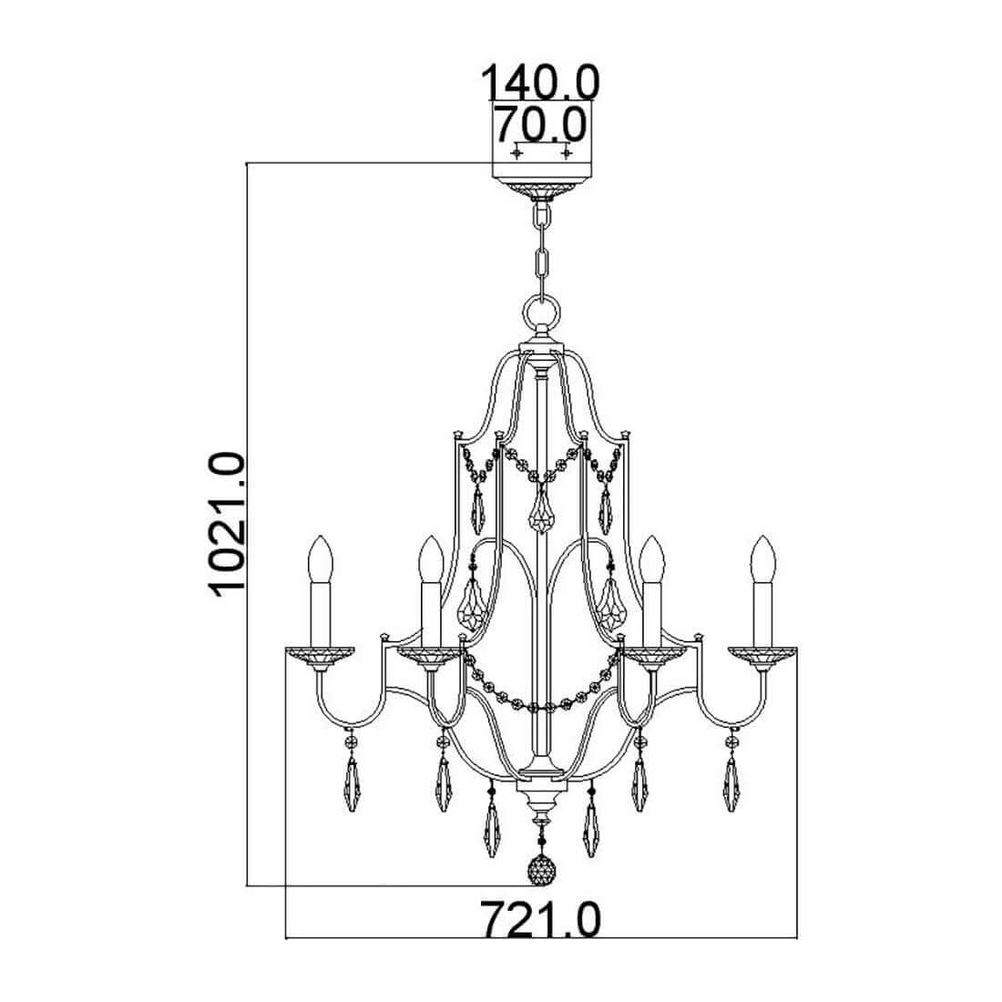Lustre Valentina 6 lumières bronze, verre