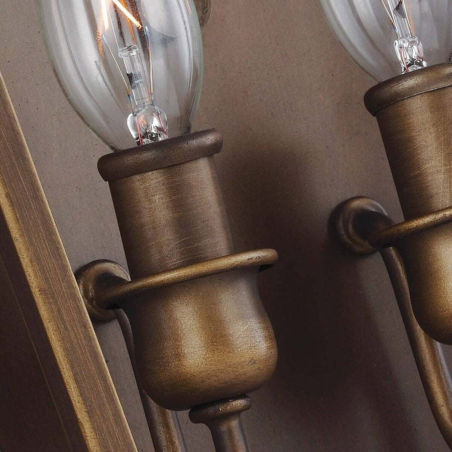 Vue rapprochée des deux douilles et ampoules transparentes sur fond marron