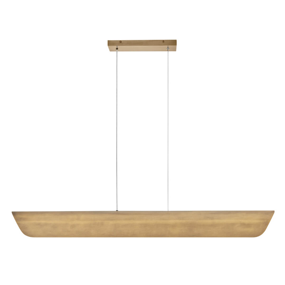 Vue de face du bandeau lumineux suspendu par deux câbles fins