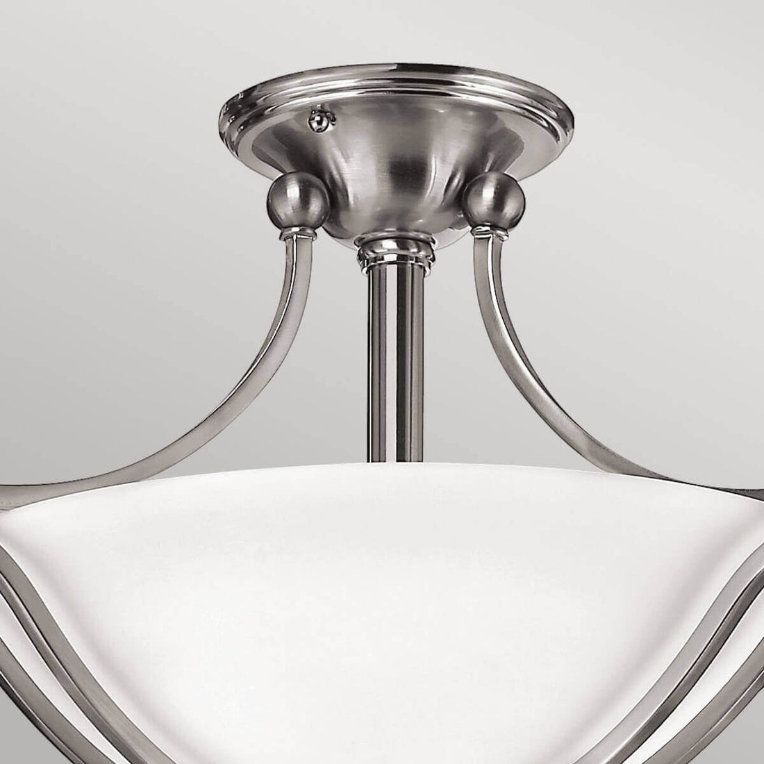 Plafonnier Bolla 2 lumières nickel satiné, verre, Ø 48,9 cm