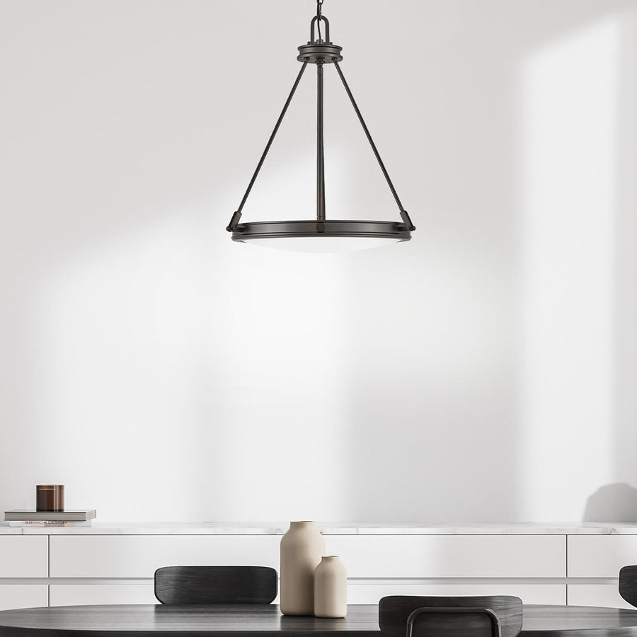Suspension Collier 4 lumières noire et transparente, verre