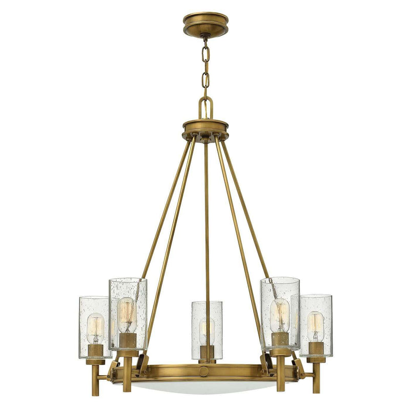 Lustre Collier 5 lumières laiton, verre