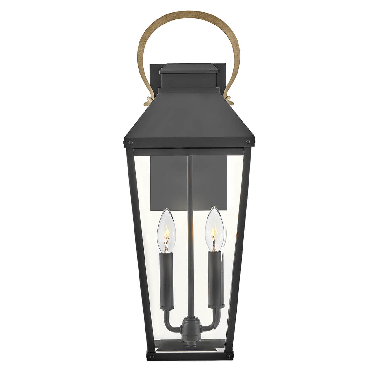 Applique extérieure Dawson 2 lumières noire et bronze, verre