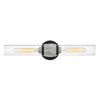 Applique murale Ellison 2 lumières noire et nickel satiné, verre