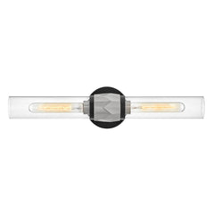 Applique murale Ellison 2 lumières noire et nickel satiné, verre