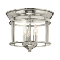 Plafonnier Gentry 3 lumières nickel poli, verre