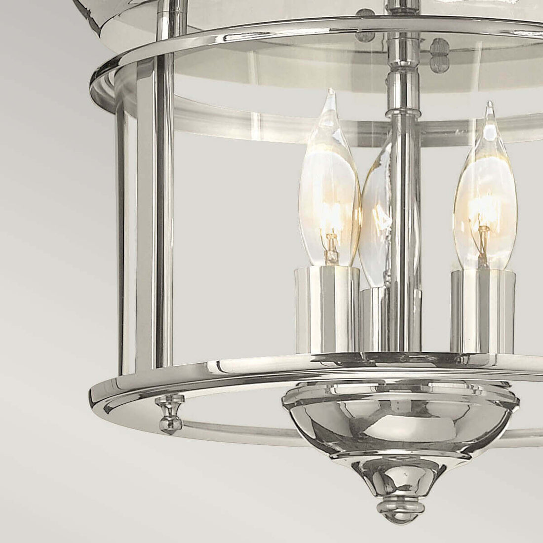Plafonnier Gentry 3 lumières nickel poli, verre