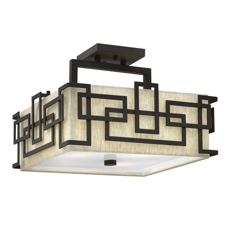 Plafonnier Lanza 3 lumières bronze, verre
