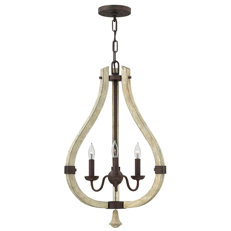 Lustre Middlefield 3 lumières rouille, bois massif