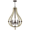 Lustre Middlefield 5 lumières rouille, bois massif