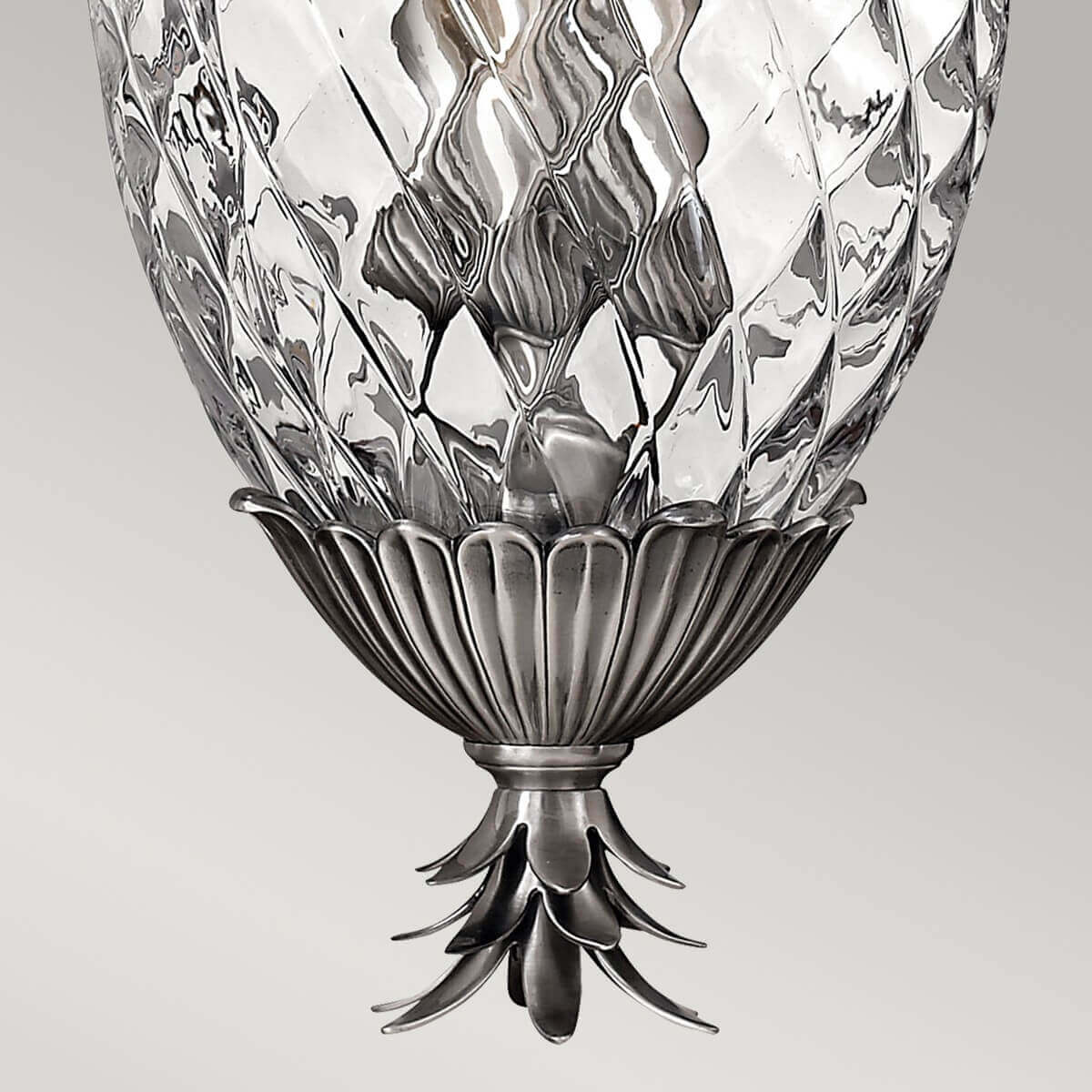 Suspension Plantation 4 lumières nickel, verre
