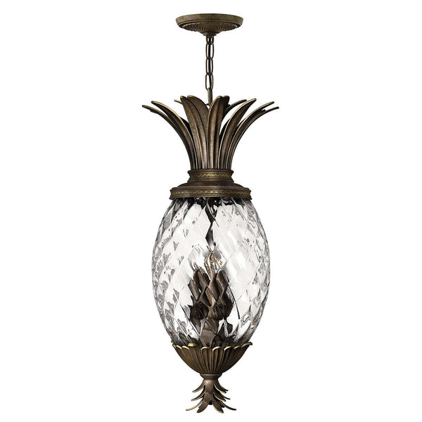 Suspension Plantation 4 lumières bronze, verre
