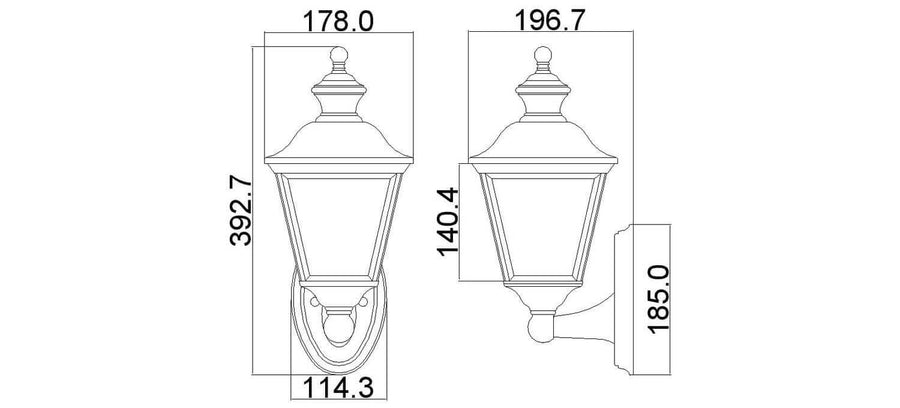 Applique extérieure Bay Shore laiton poli, verre, H 39,3 cm