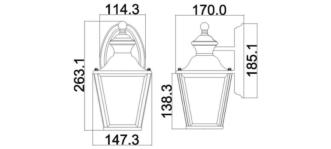 Applique extérieure Bay Shore laiton poli, verre, H 26,3 cm