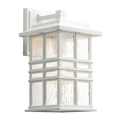 Applique extérieure Beacon Square blanche, verre, H 35,9 cm