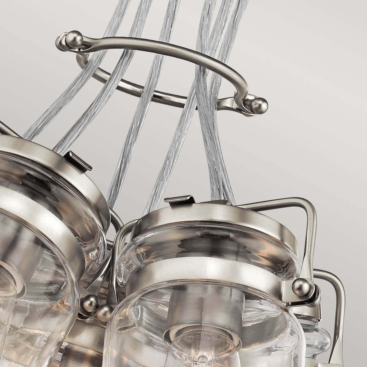 Suspension Brinley 6 lumières nickel satiné, verre