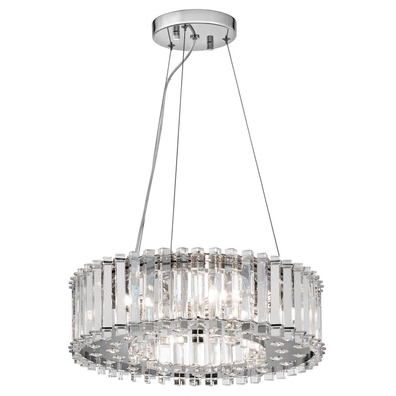 Suspension Crystal Skye 6 lumières chromée, cristal