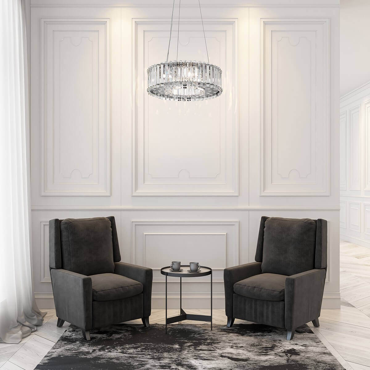 Suspension Crystal Skye 6 lumières chromée, cristal