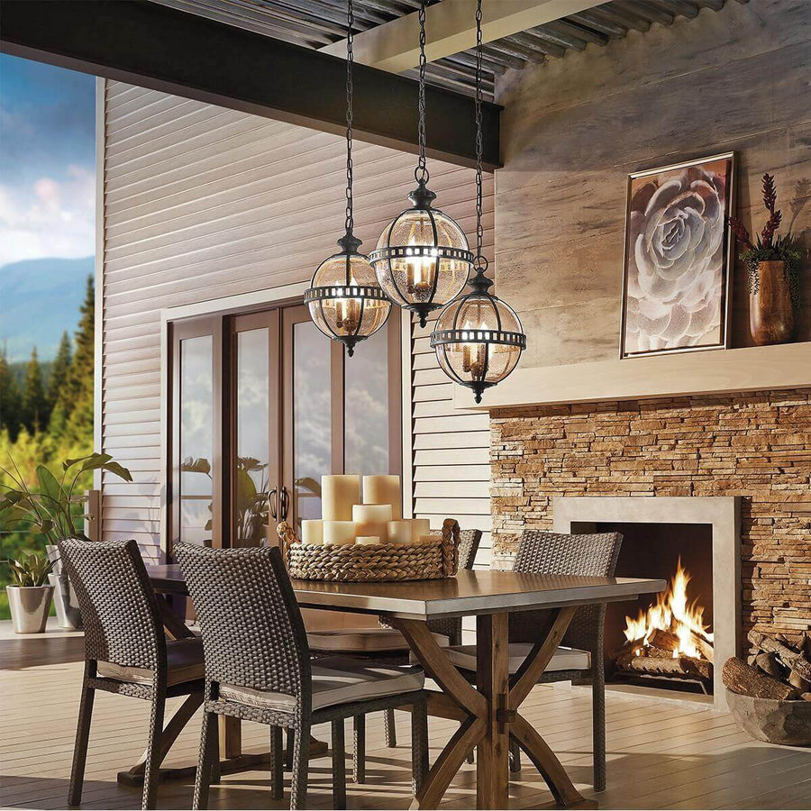 Lampadaire extérieur Halleron 3 lumières, verre
