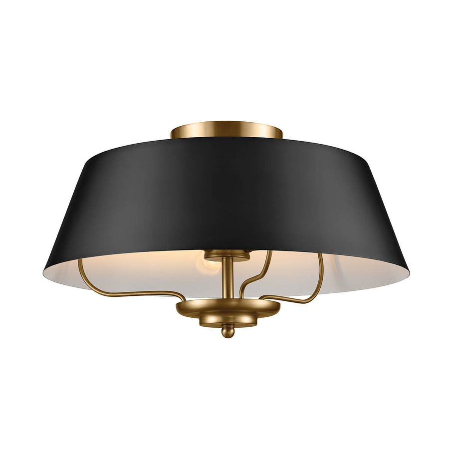 Suspension Luella 3 lumières noire et laiton, verre