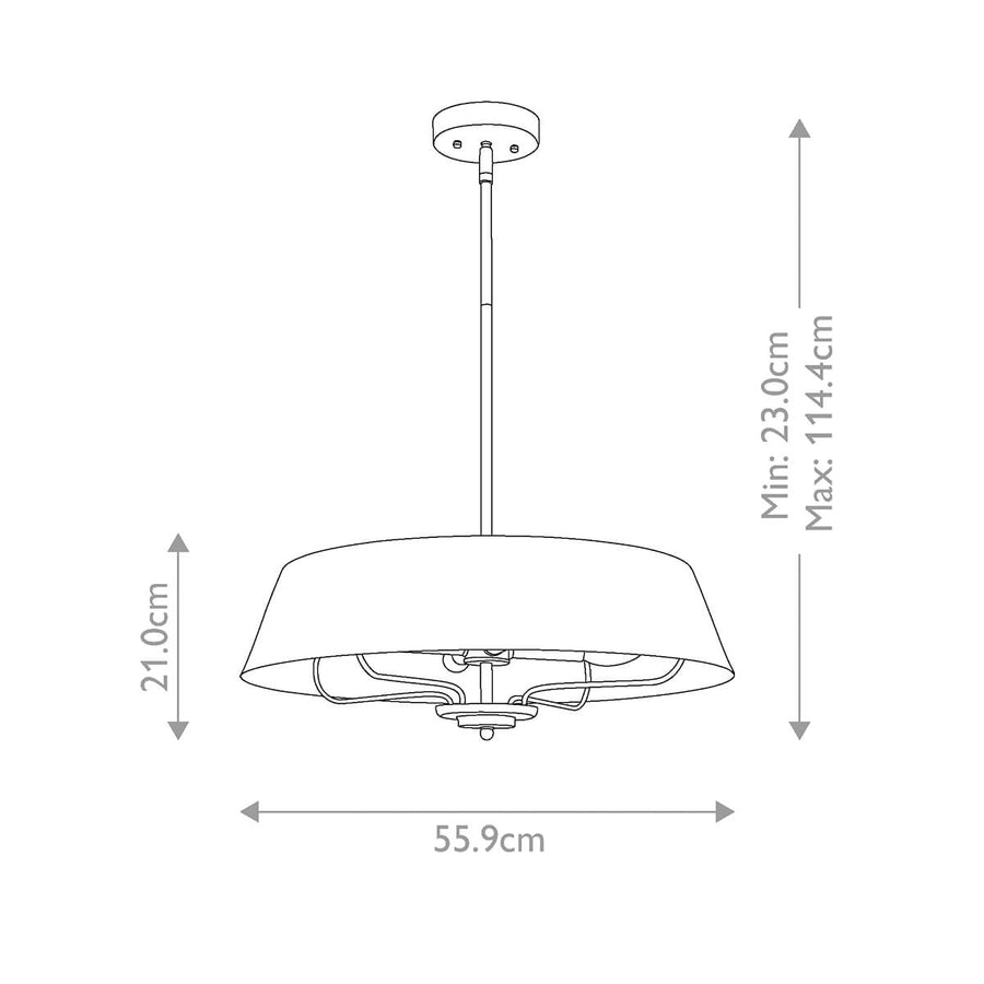 Suspension Luella 4 lumières noire et laiton, verre