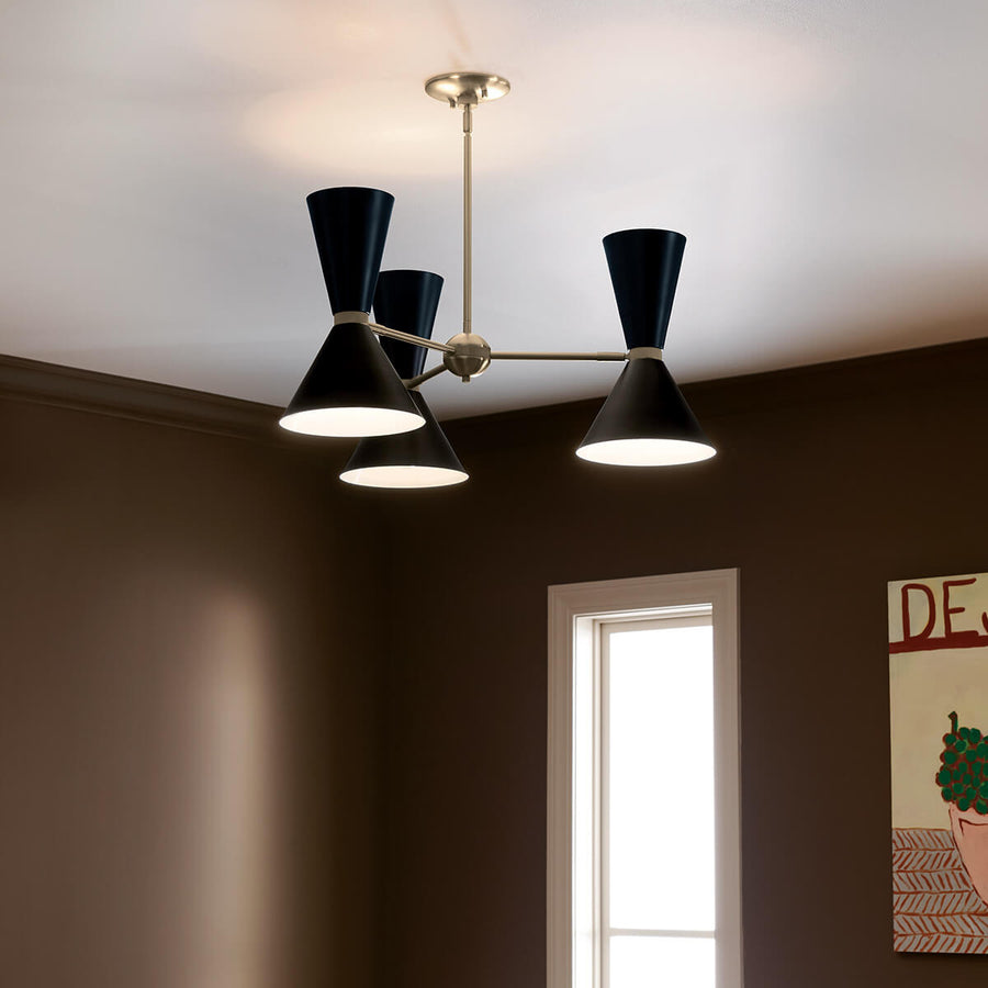 Lustre Phix 6 lumières noir et bronze