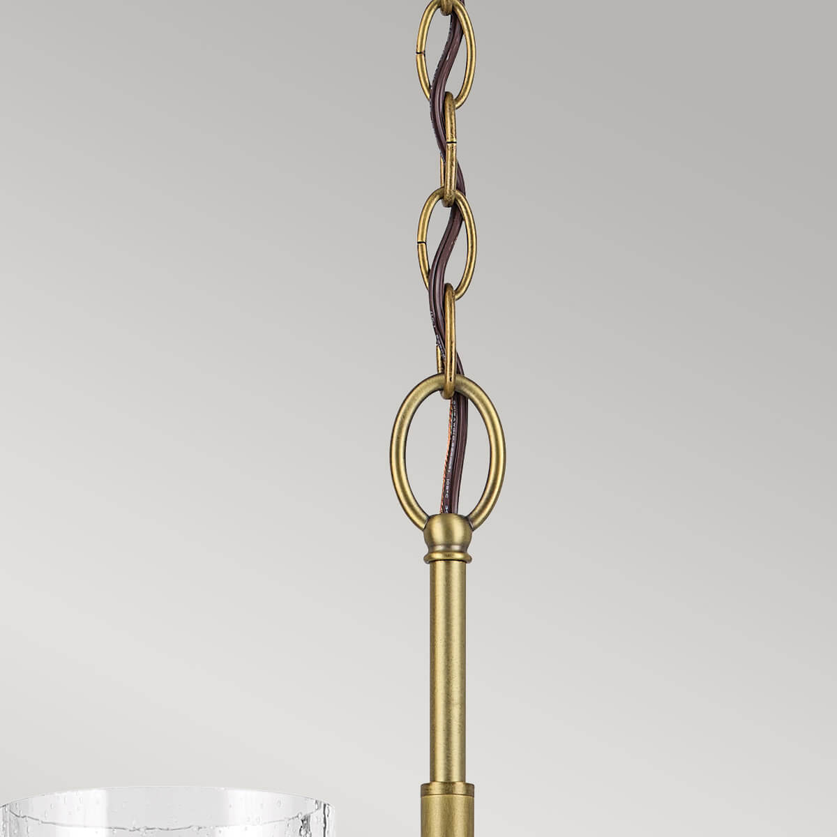 Lustre Winslow 6 lumières bois et laiton, verre