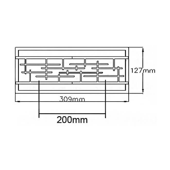 Schéma technique coté de l'applique indiquant largeur 309 mm et hauteur 127 mm.