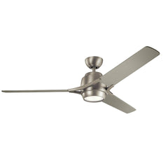 Ventilateur de plafond lumineux Zeus bois et argenté (KLF-ZEUS-60-BN)
